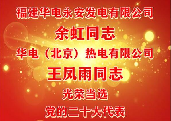 中国华电余虹、王凤雨同志当选党的二十大代表